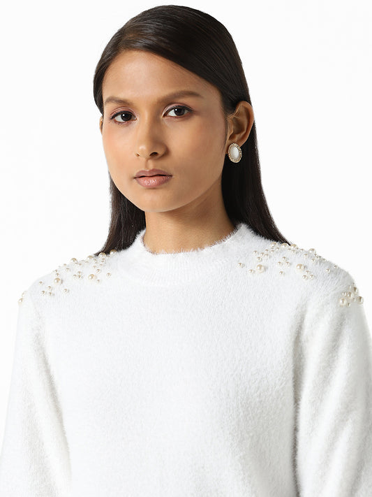 Wardrobe White Pearl Detail Sweater