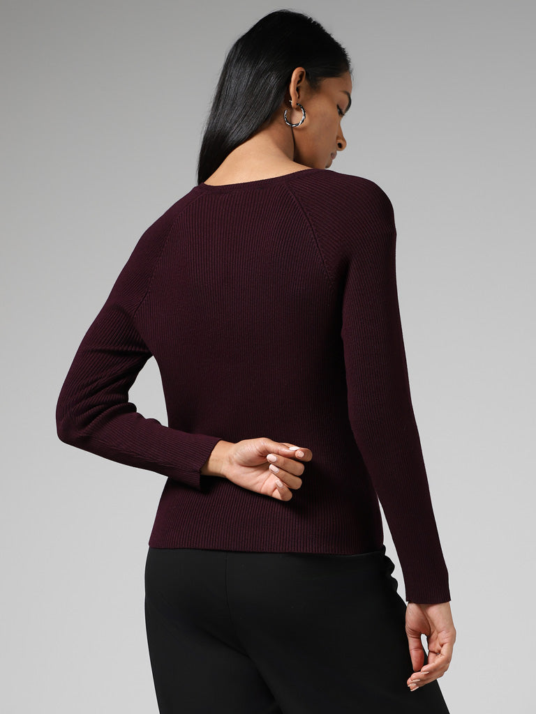 Wardrobe Purple Stone Accent Sweater