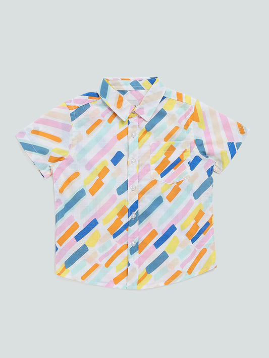 HOP Kids Multicolour Abstract Striped Printed Shirt