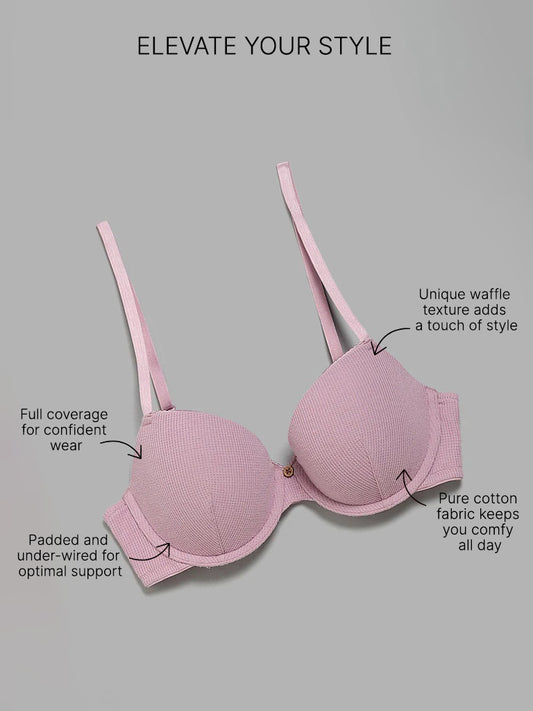 Superstar Wired Waffle Nude Pink Cotton Bra