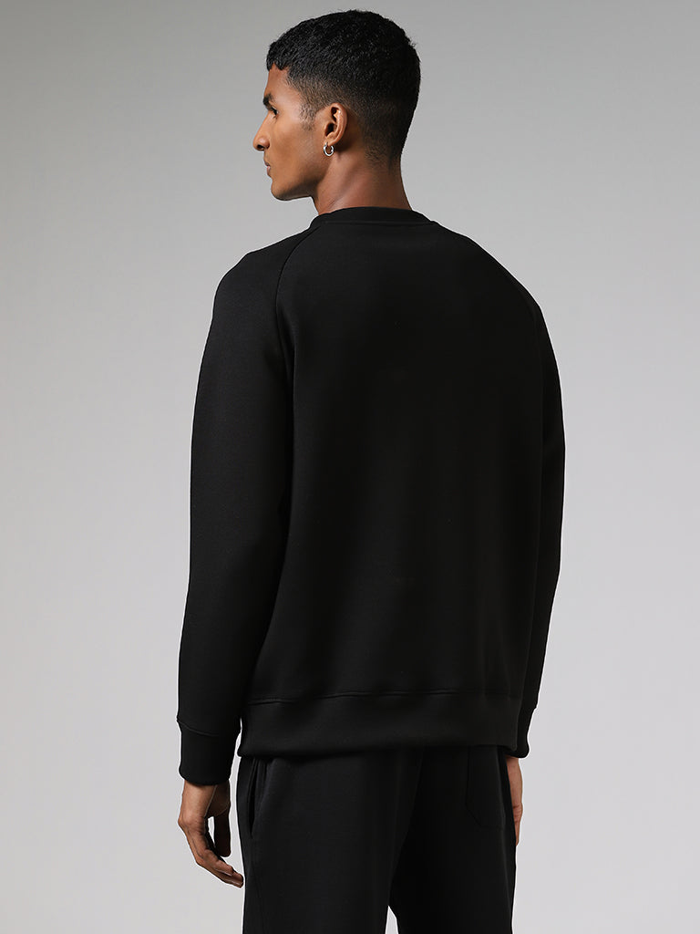 Studiofit Solid Black Relaxed Fit Sweatshirt
