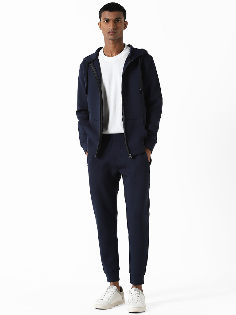 Studiofit Navy Blue Relaxed Fit Hoodie Jacket