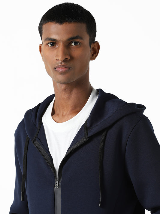 Studiofit Navy Relaxed-Fit Hoodie Jacket