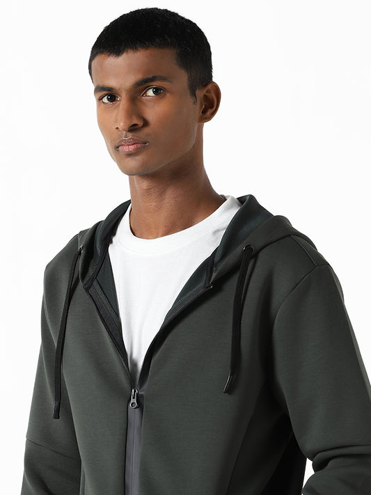 Studiofit Olive Relaxed-Fit Hoodie Jacket