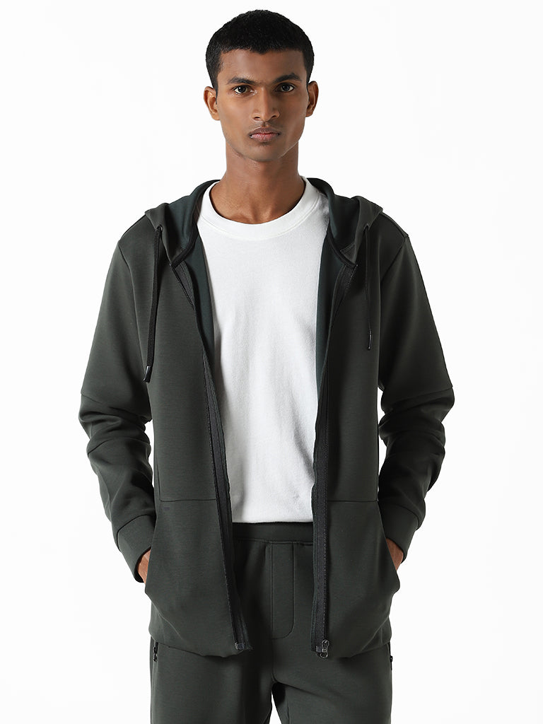 Studiofit Olive Relaxed Fit Hoodie Jacket
