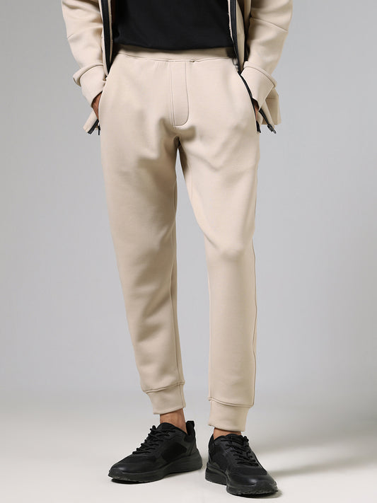 Studiofit Solid Beige Slim Fit Joggers