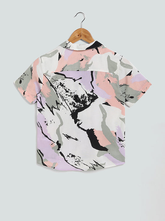 Y&F Kids Abstract Printed Lavender Shirt
