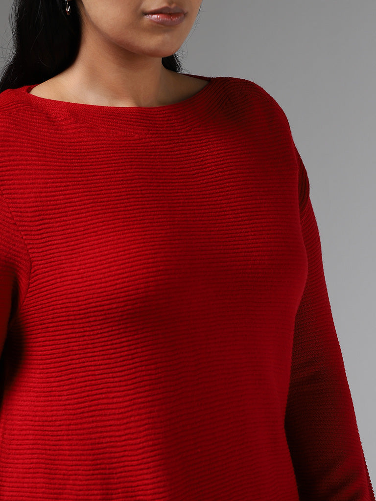 Gia Red Knitted Long Sweater