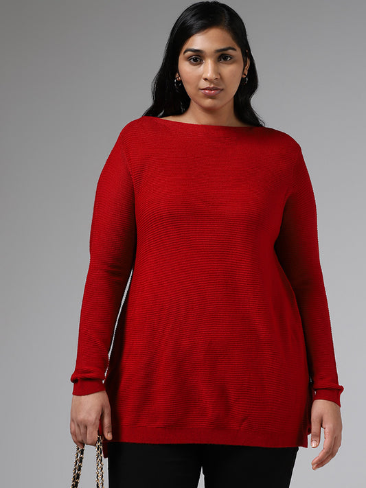 Gia Red Knitted Long Sweater
