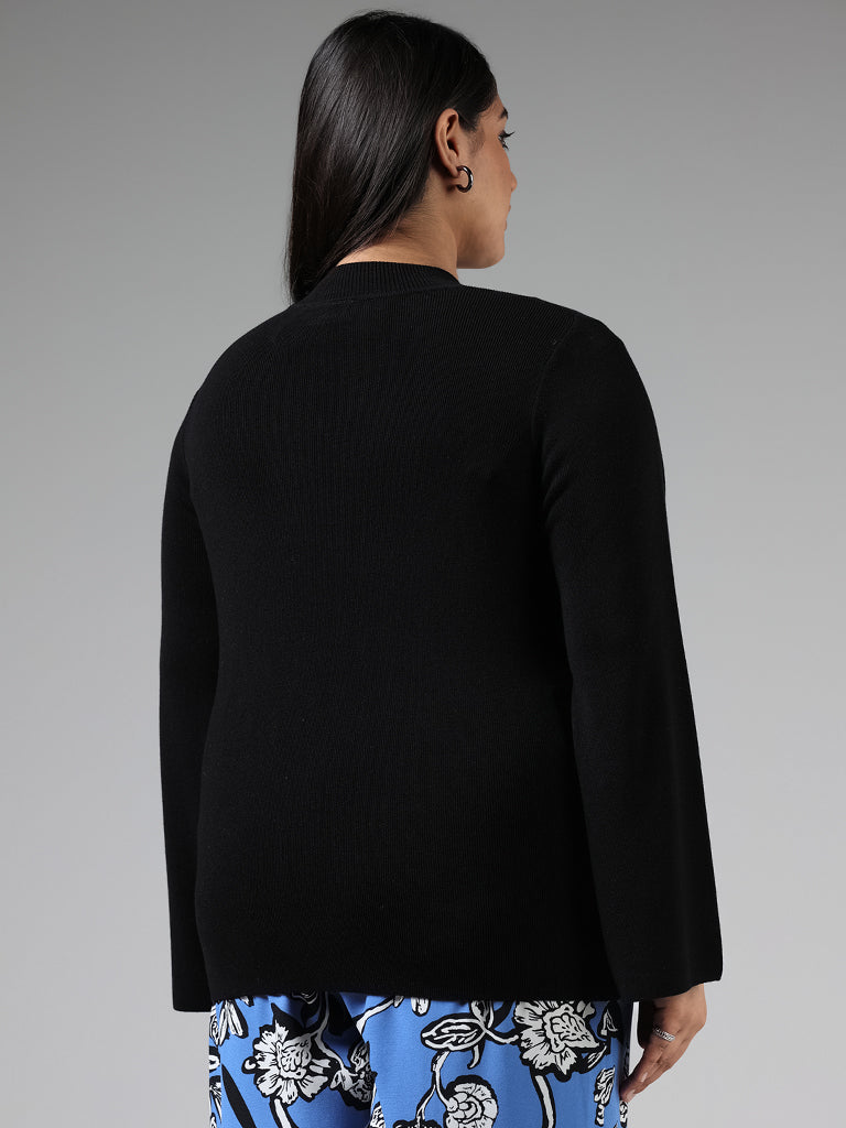 Gia Solid Black Flared Sleeve Sweater