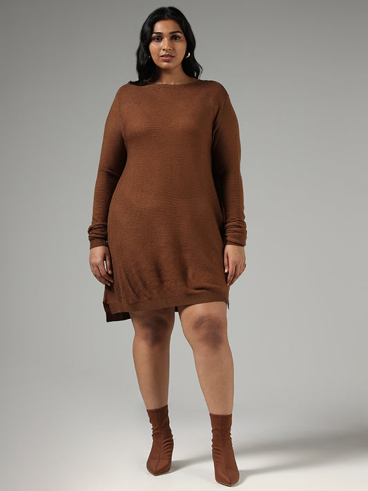 Gia Solid Brown Sweater Dress