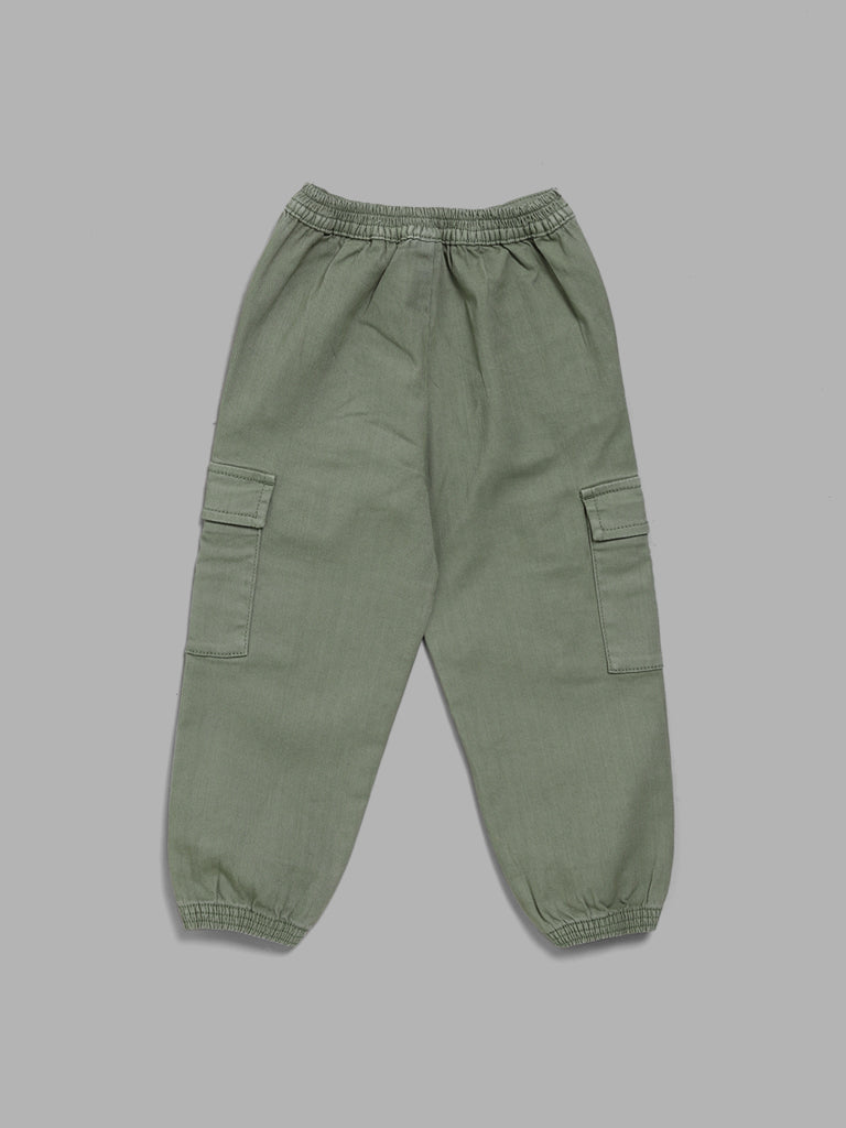 Olive green cheap cargo joggers