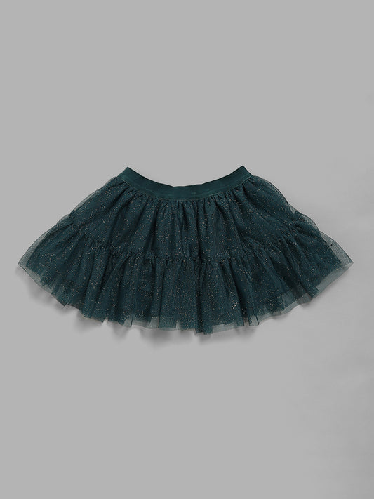 HOP Kids Teal Net Tiered Skirt