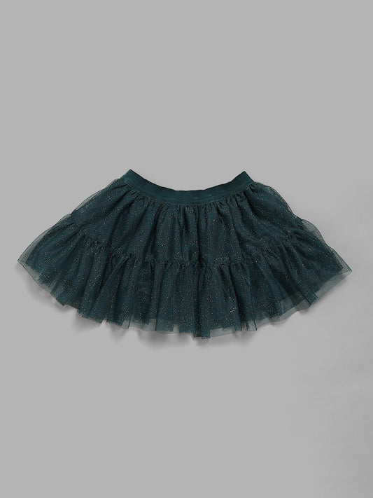 HOP Kids Teal Net Tiered Skirt