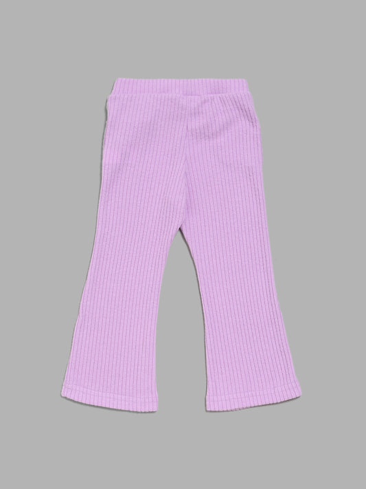 HOP Kids Self-Striped Lavender Flared Trousers