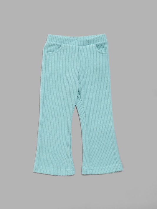 HOP Kids Self-Striped Sky Blue Trousers