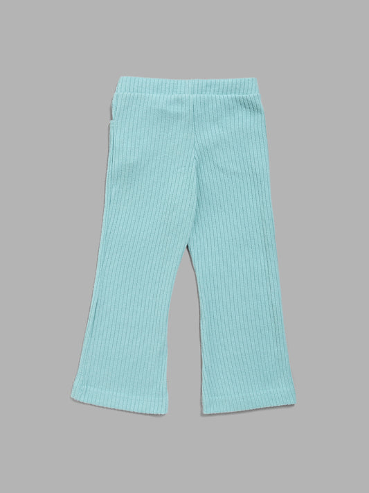HOP Kids Self-Striped Sky Blue Trousers