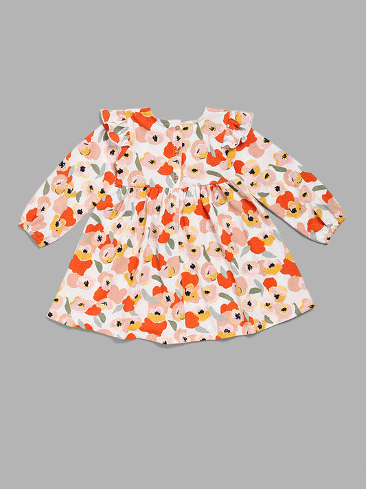 HOP Kids Floral Printed White Dress