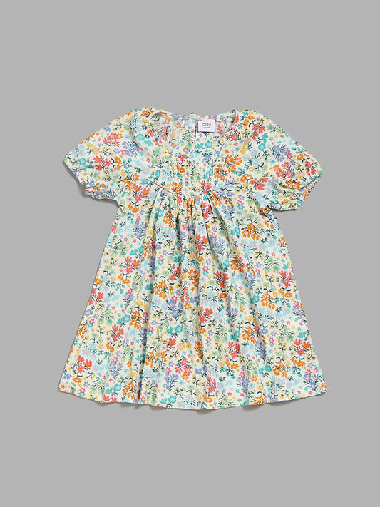 HOP Kids Multicolor Floral Printed Dress