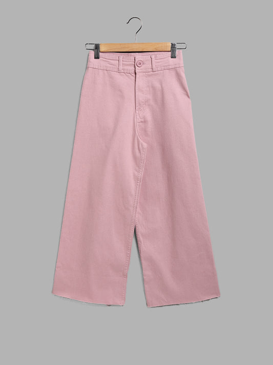 Y&F Kids Light Pink Wide Leg - Fit High Rise Jeans