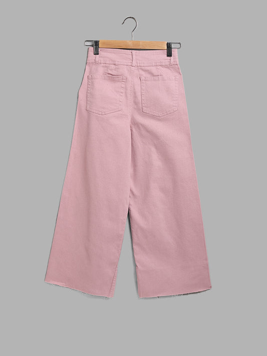 Y&F Kids Light Pink Wide Leg - Fit High - Rise Jeans