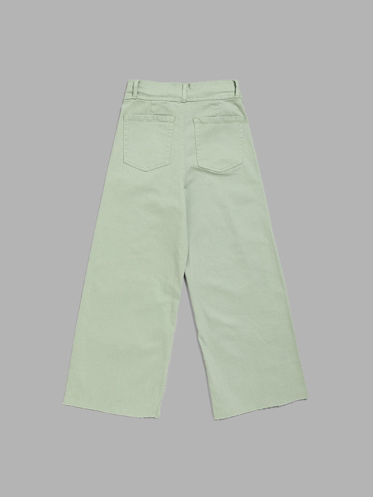 Y&F Kids Sage Green Wide Leg - Fit High - Rise Jeans