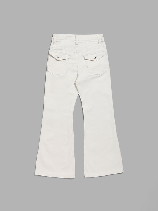 Y&F Kids White Relaxed - Fit Mid Rise Jeans