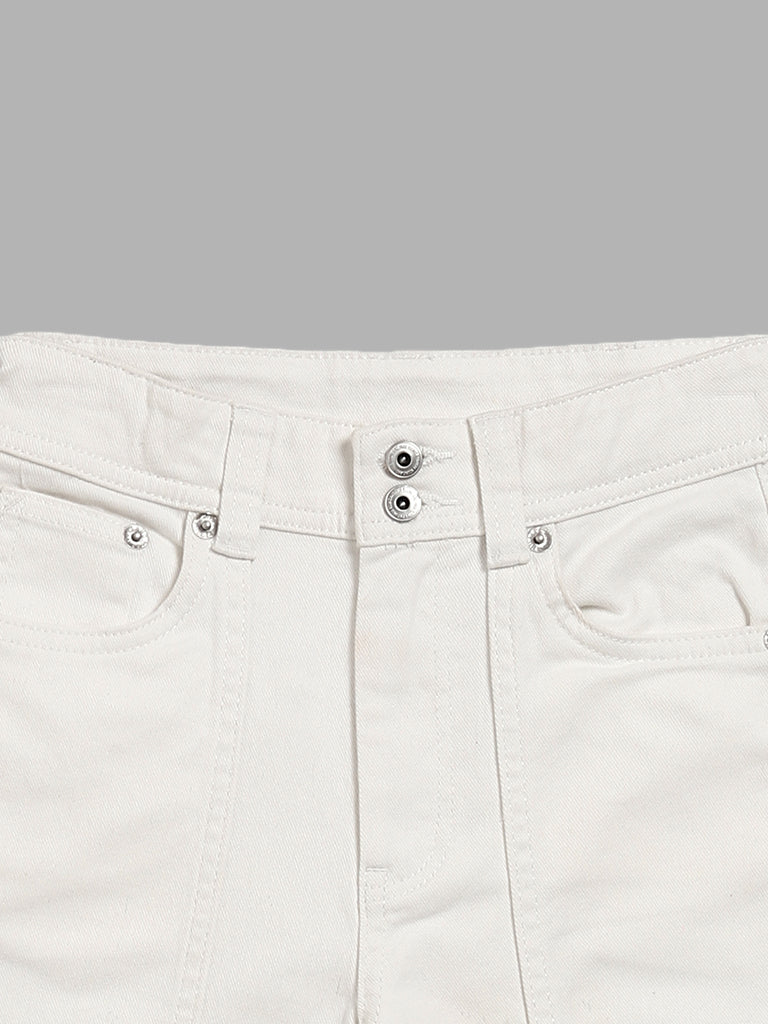 Y&F Kids White Relaxed - Fit Mid Rise Jeans