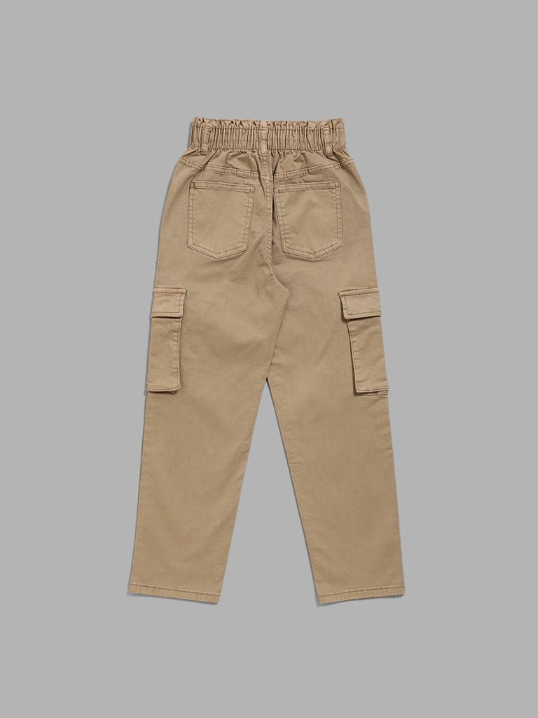 Y&F Kids Beige Relaxed - Fit High Rise Jeans