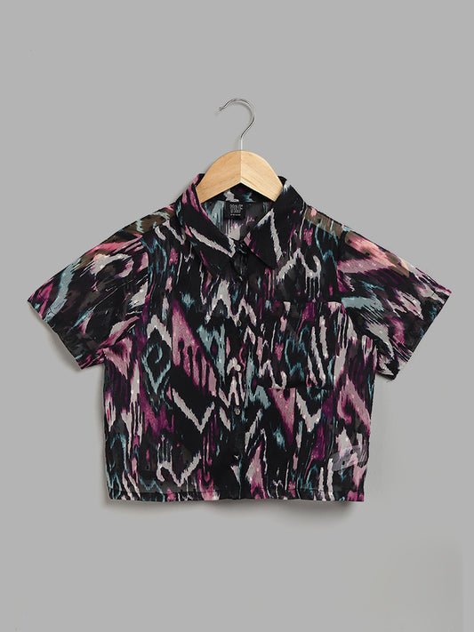 Y&F Kids Abstract Printed Multicolour Shirt with Camisole