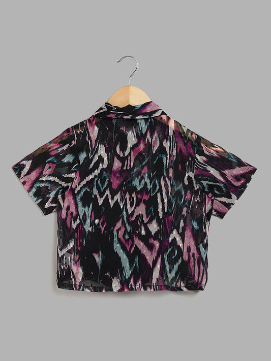 Y&F Kids Abstract Printed Multicolour Shirt with Camisole
