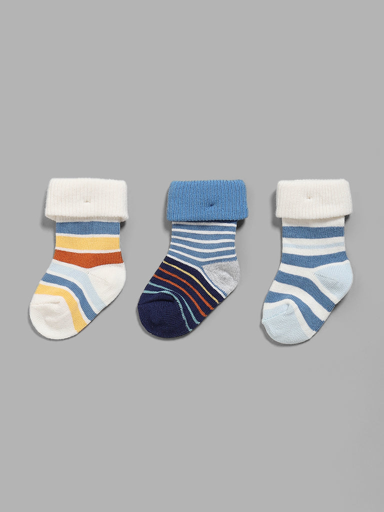 HOP Baby Multicolour Striped Socks - Pack of 3