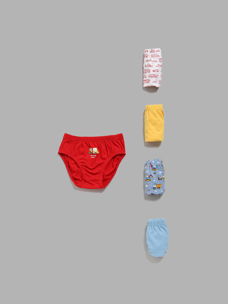Buy HOP Kids Plain & Printed Multicolored Brief - Pack of 5 from