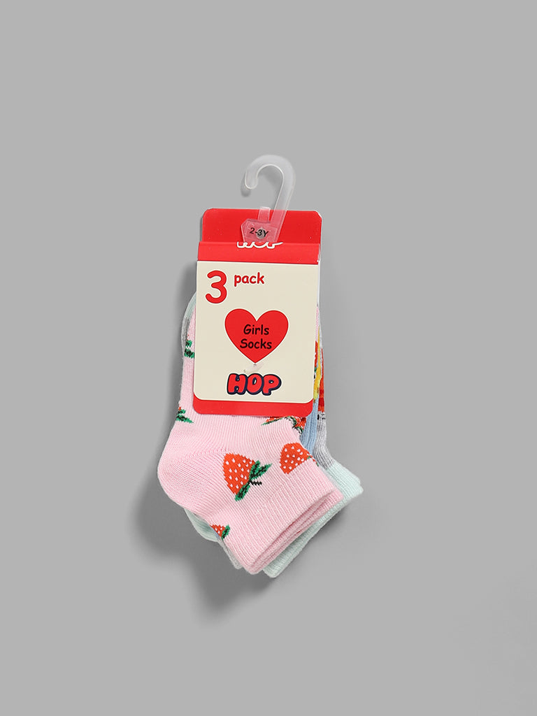 HOP Kids Multicolored Printed Socks - Pack of 3