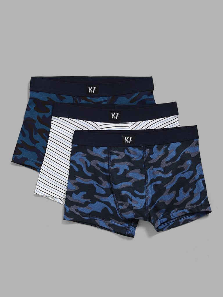 Y&F Kids Printed & Striped Multicolored Brief - Pack of 3