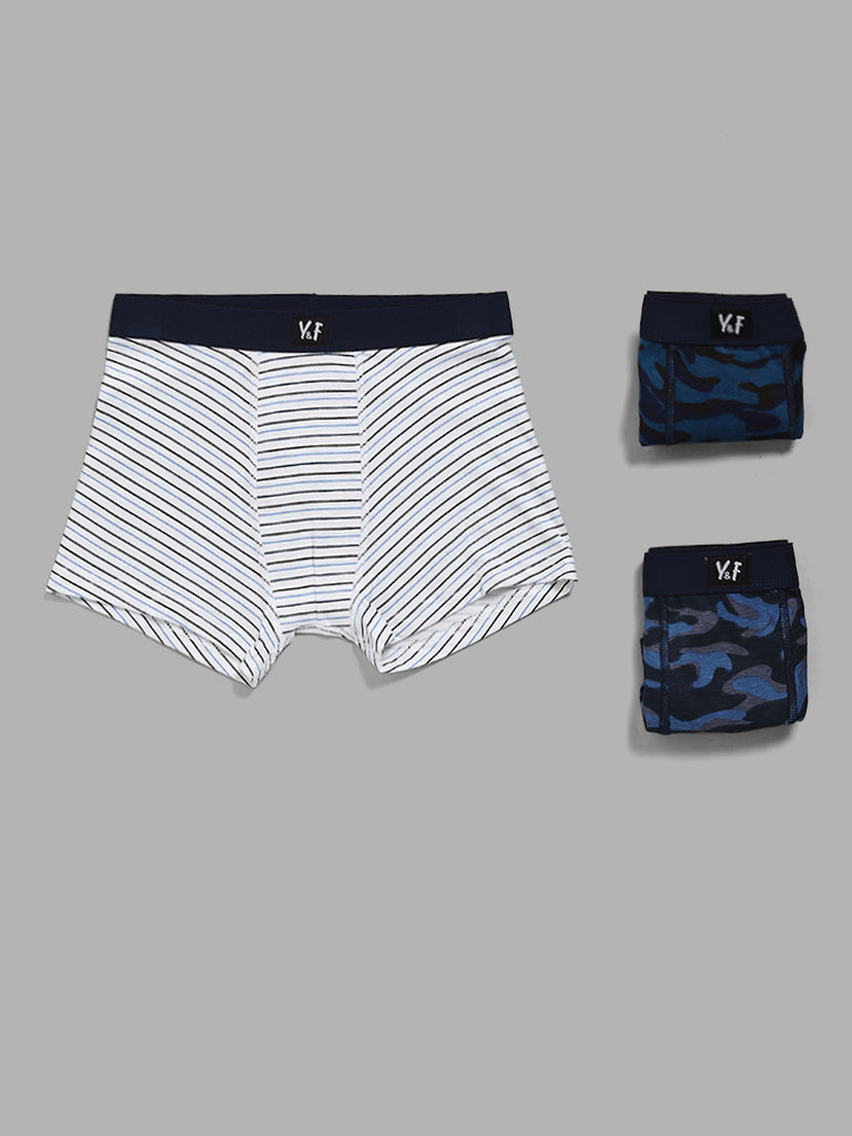 Y&F Kids Printed & Striped Multicolored Brief - Pack of 3