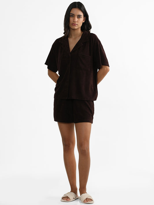 Superstar Solid Dark Brown Terry Bracken Shorts