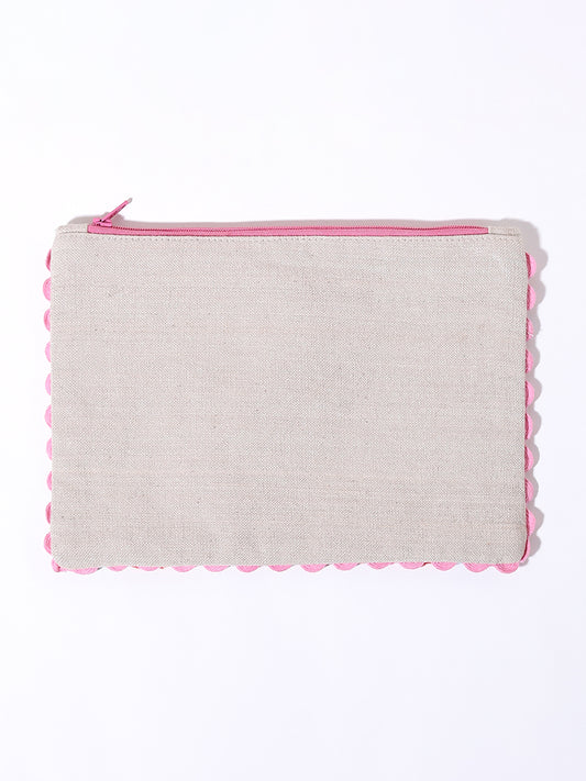 Westside Home Blue & Pink Floral Embroidered Pouch