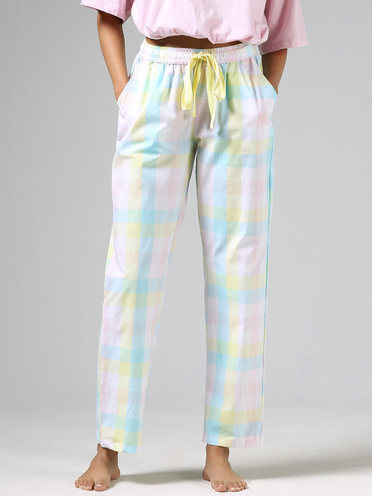 Wunderlove Multi-coloured Tartan Checked Pyjamas