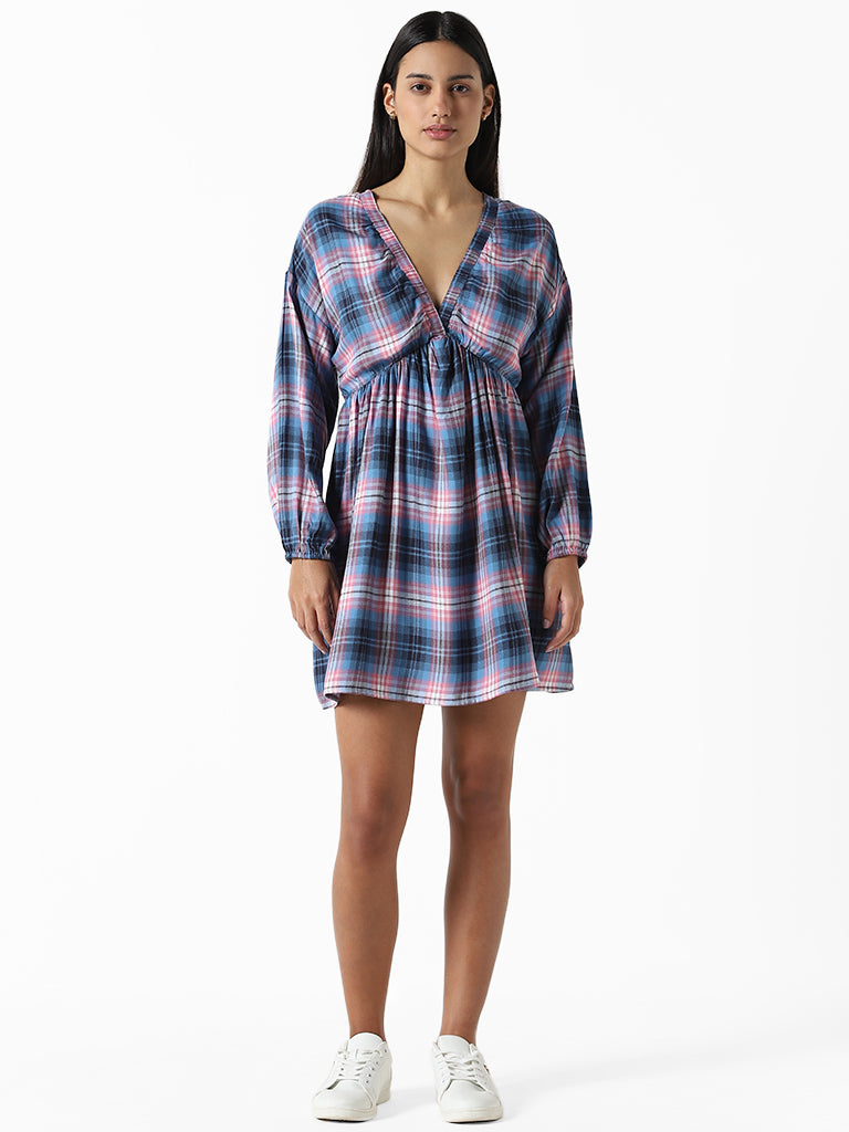 Nuon Pink & Blue Classic Checked Dress