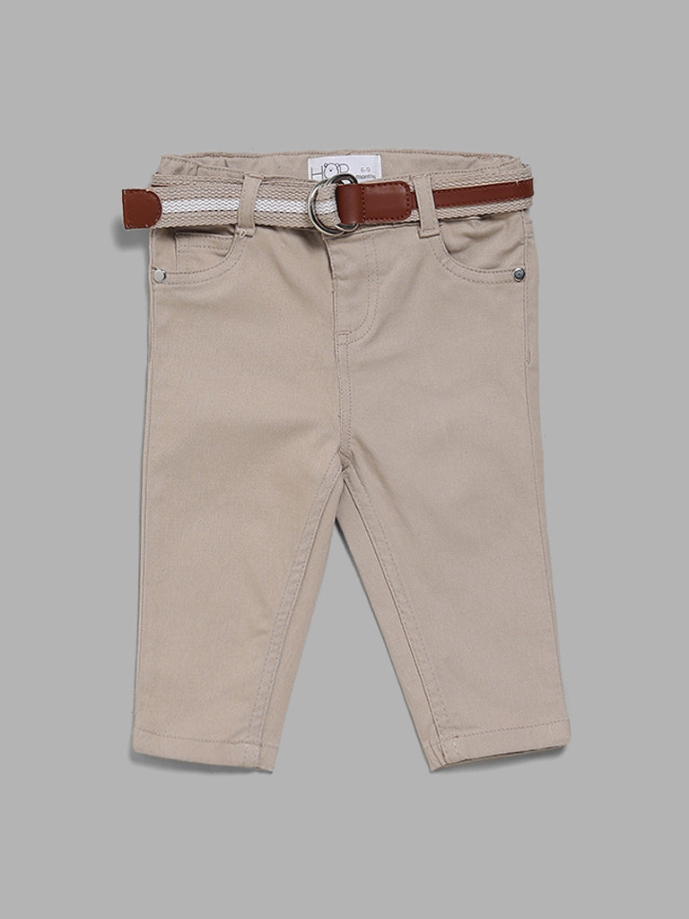 HOP Baby Beige Jeans with Belt