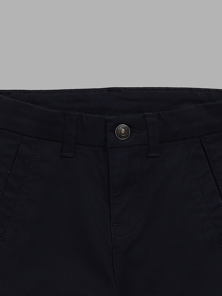 HOP Kids Solid Navy Cargo Trousers