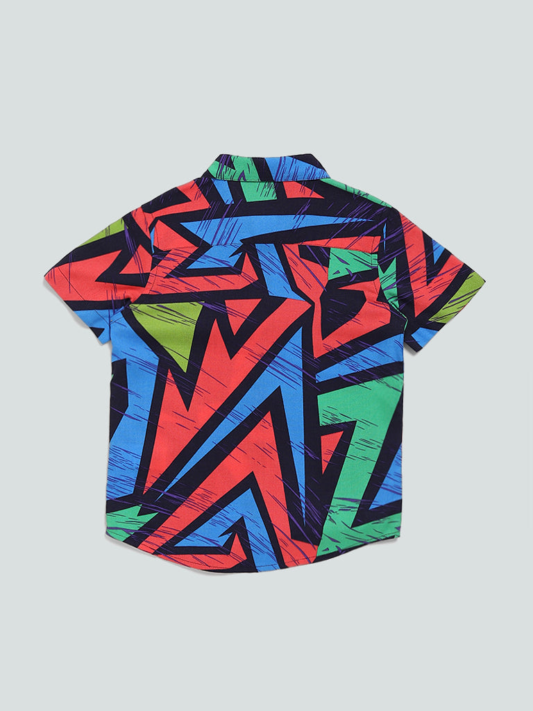 HOP Kids Multicolor Abstract Printed Shirt