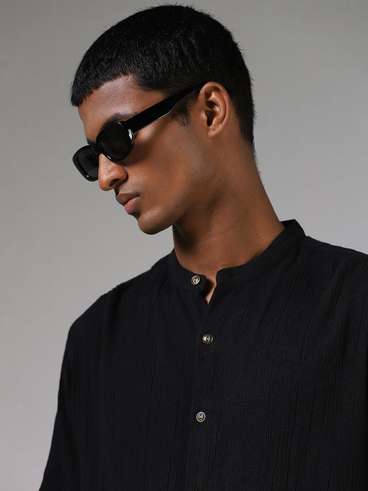 ETA Black Cotton Resort Fit Shirt