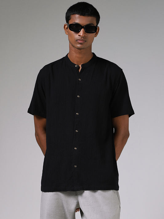 ETA Black Cotton Resort Fit Shirt