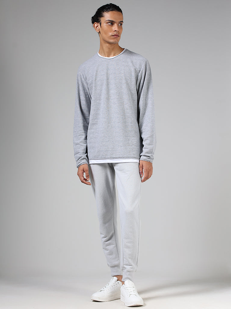 ETA Grey Stripe-Textured Cotton Slim-Fit T-Shirt
