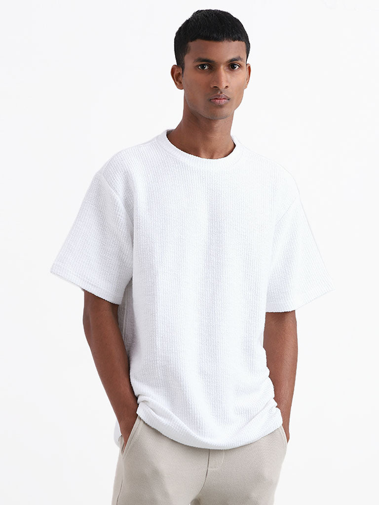 ETA Off-White Cotton Blend Relaxed Fit T-Shirt