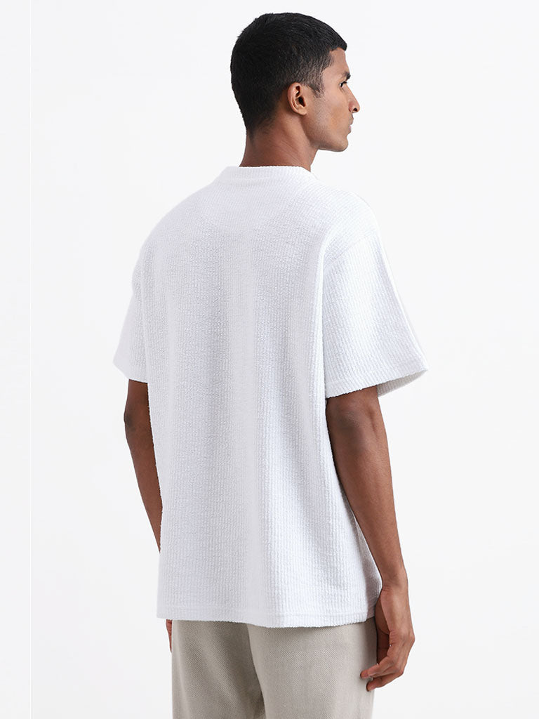 ETA Off-White Cotton Blend Relaxed Fit T-Shirt