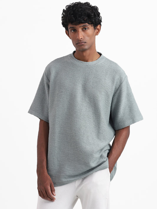 ETA Teal Solid Relaxed Fit T-Shirt