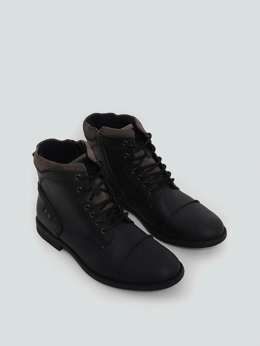 SOLEPLAY Black Top Leather Biker Boots